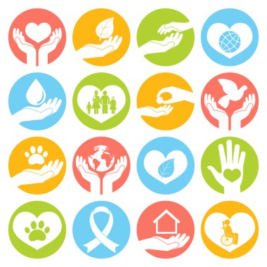 Charity and donation icons white clipart