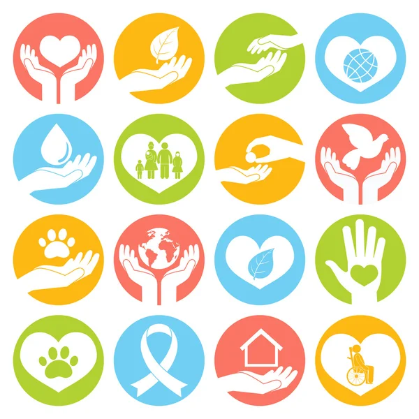 Charity and donation icons white — Stock Vector
