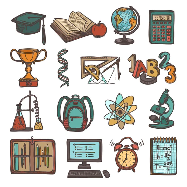 School education sketch icons — Stock Vector