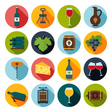 şarap Icons set