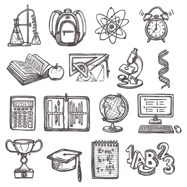 School education sketch icons — Stock Vector