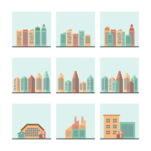 Cityscape icons set — Stock Vector