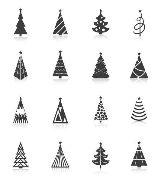 Icônes arbre de Noël noir — Image vectorielle