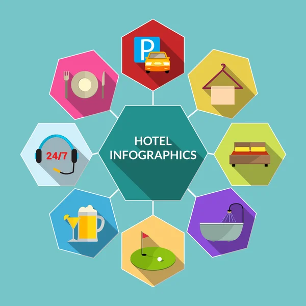 Hotel infografías planas — Vector de stock