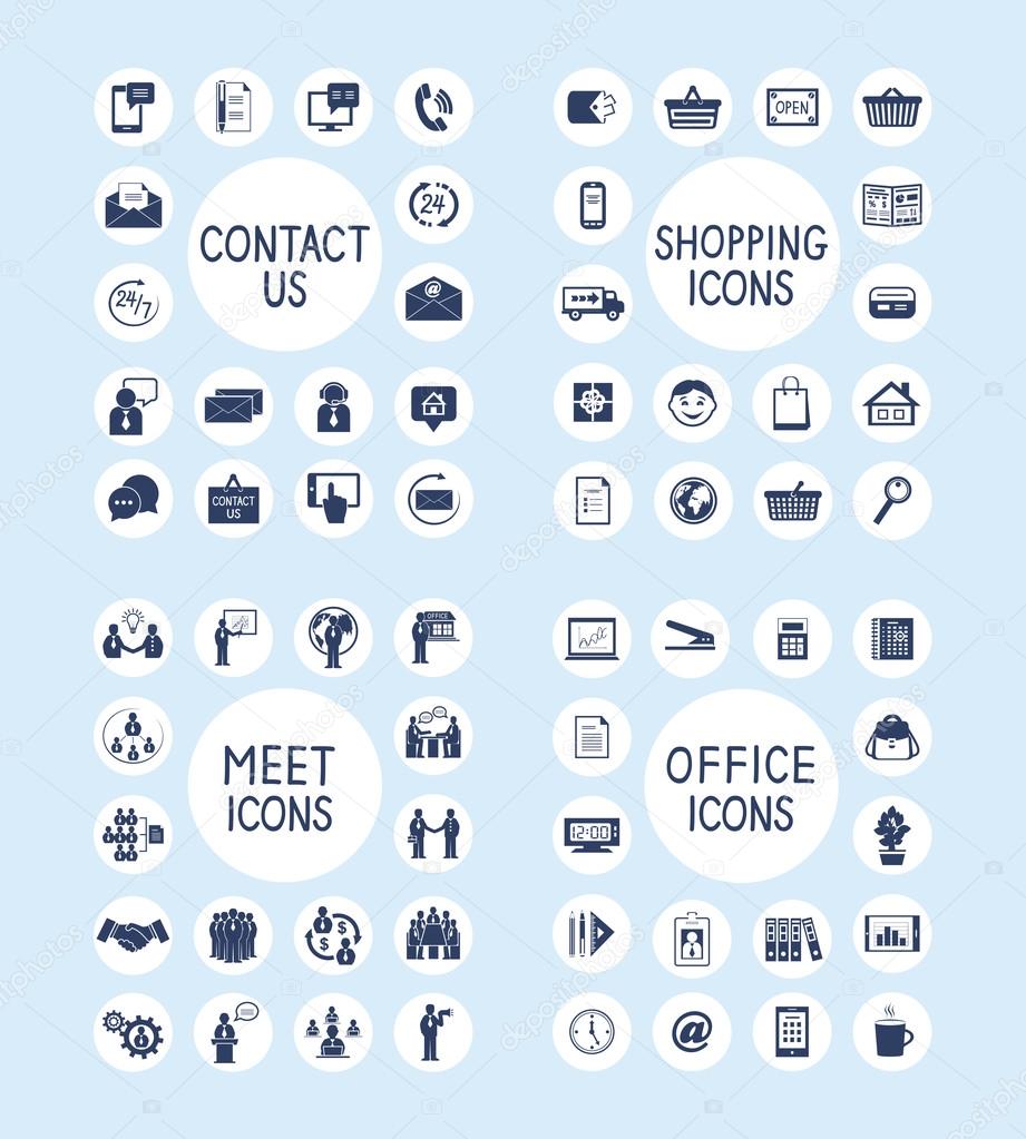 Internet Business Office and Shopping Icons Set