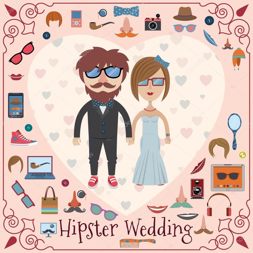 Hipster wedding card