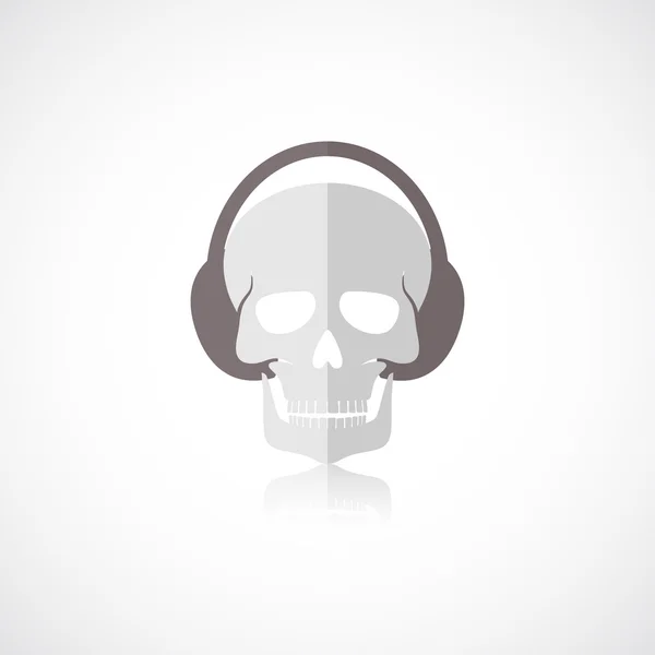 Cráneo con auriculares icono — Vector de stock