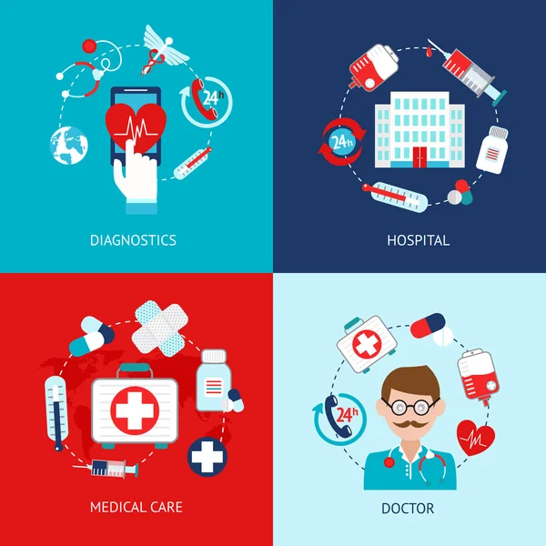 Icônes médicales ensemble plat — Image vectorielle