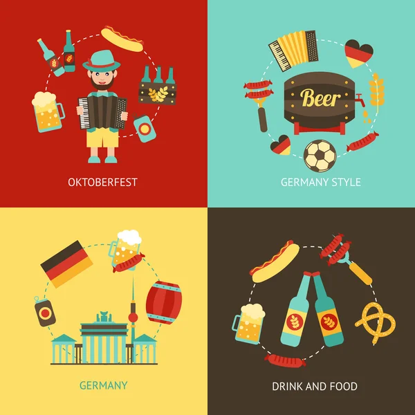 Alemania viaje conjunto plano — Vector de stock