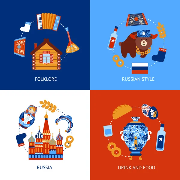 Rusia viaje conjunto plano — Vector de stock