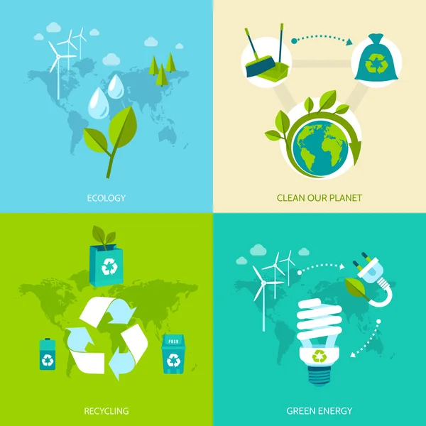 Conjunto de ecología y reciclaje — Vector de stock