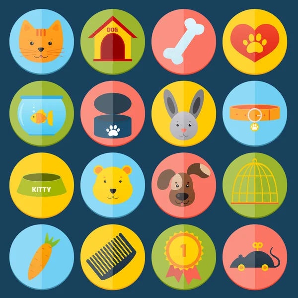 Juego de iconos de mascotas — Vector de stock