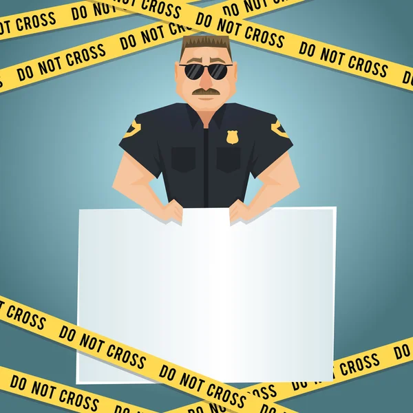 Affiche de policier avec ruban jaune — Image vectorielle