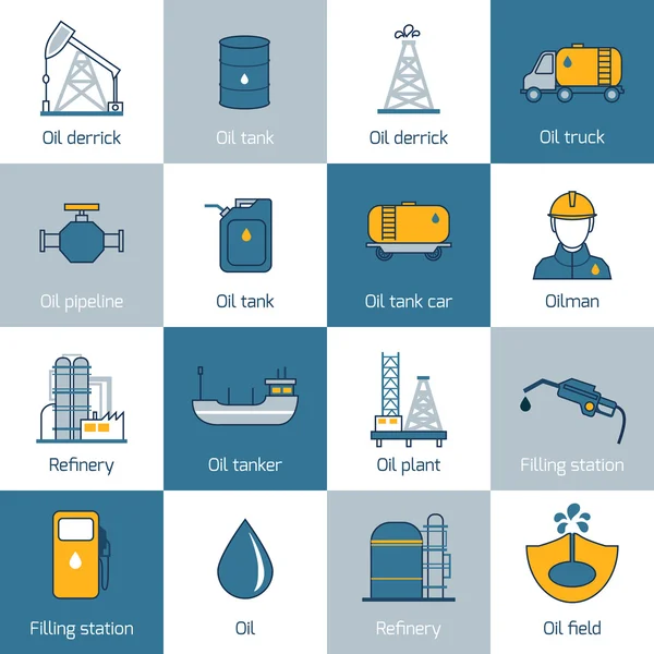 Oil Icons Flat Line — Stock Vector