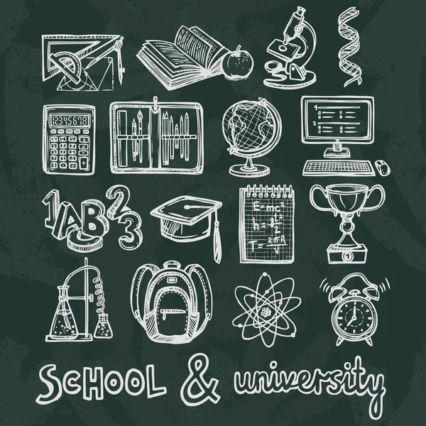 School education chalkboard icons — Stock Vector