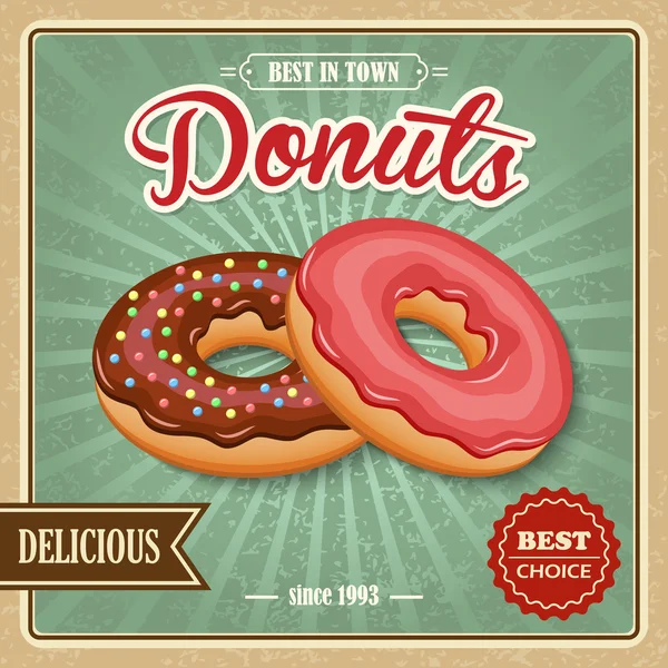 Donut retro poster — Stock Vector