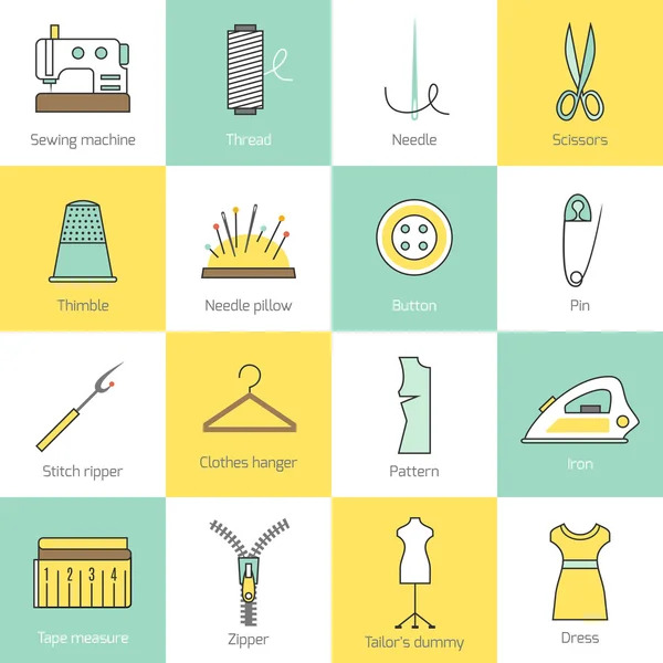 Sewing Equipment Icons — Stock Vector