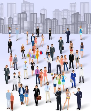 Group of people in the city clipart