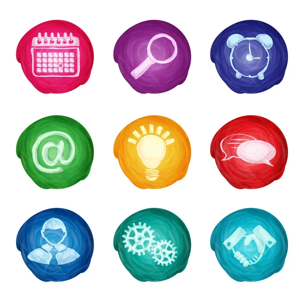 Watercolor business icons round — Stock Vector