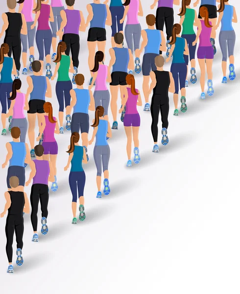 Gente corriendo en grupo — Vector de stock