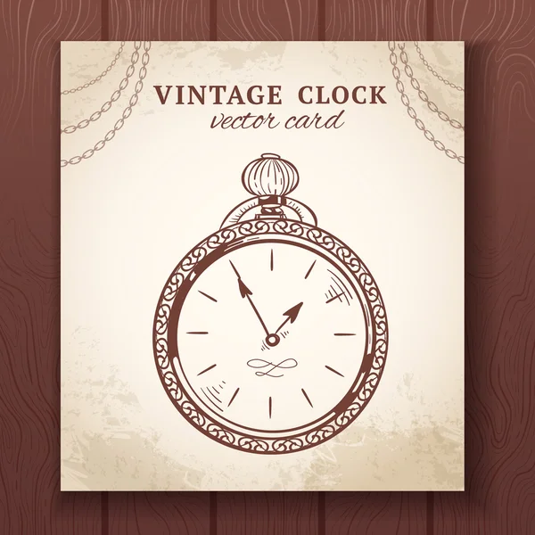 Stará karta vinobraní kapesní hodinky — Stockový vektor