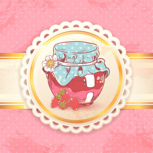 Strawberry jam retro background