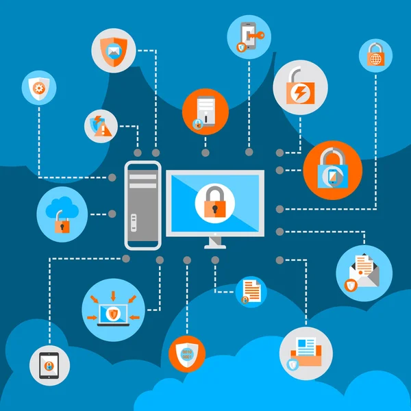 Concepto de seguridad de protección de datos — Vector de stock