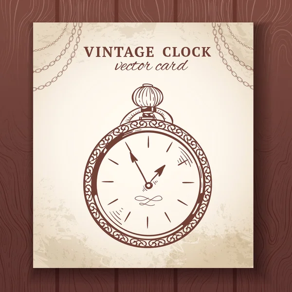 Old vintage pocket watch card Royalty Free Stock Illustrations