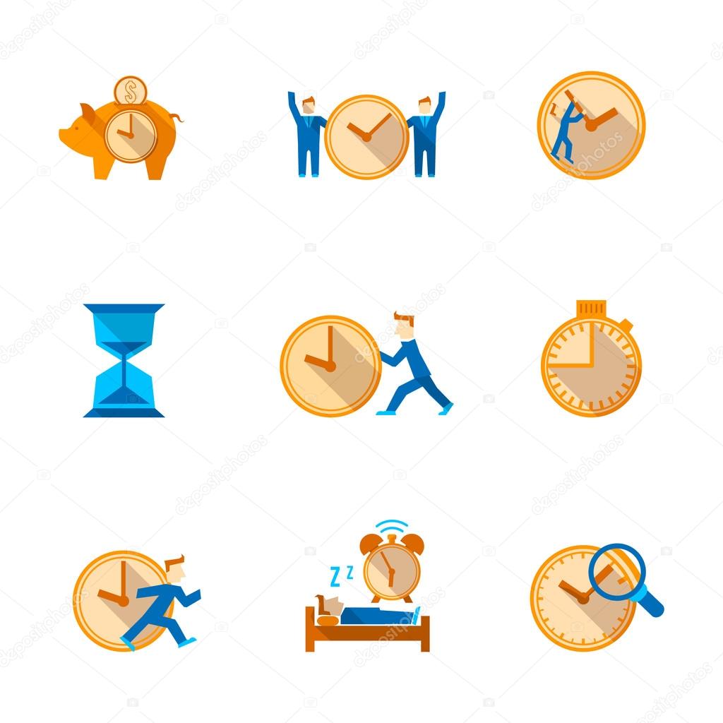 Time management icons set