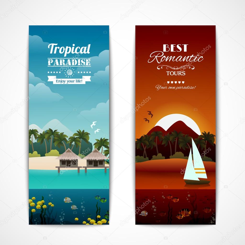 Tropical island vertical banners