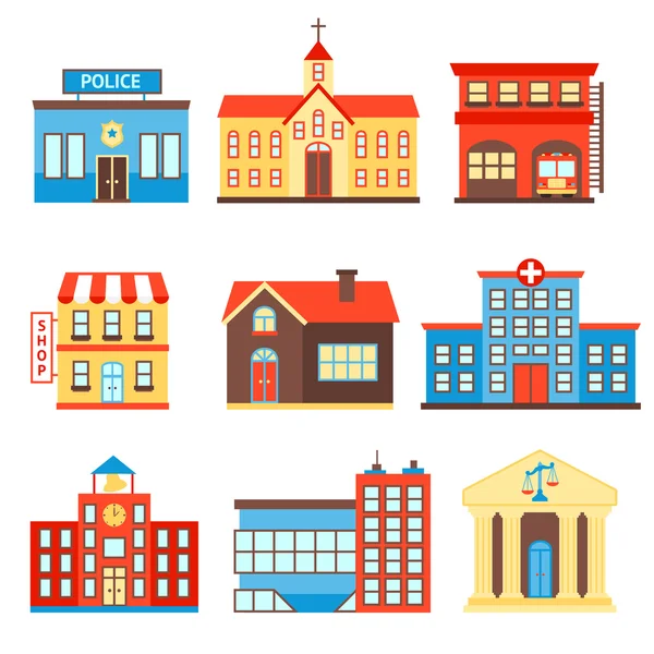 Government buildings icons — Stock Vector