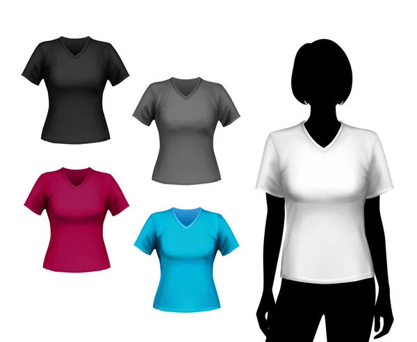 T-shirts kvinnliga set — Stock vektor