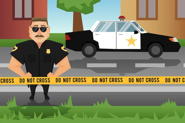 Police et voiture de patrouille — Image vectorielle