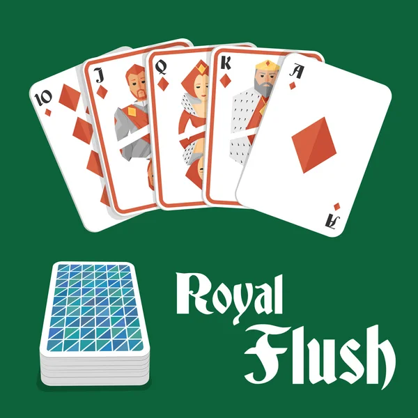 Mão de poker Royal Flush — Vetor de Stock