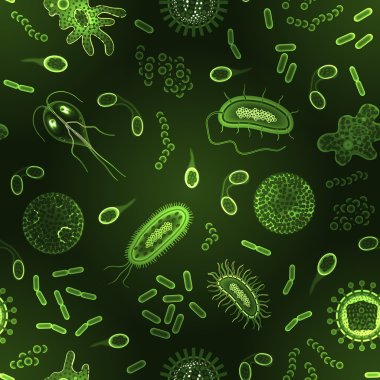bakteri ve virüs Dikişsiz desen inversiyon