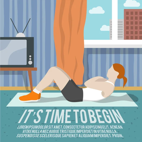 ABS školení fitness plakát — Stockový vektor