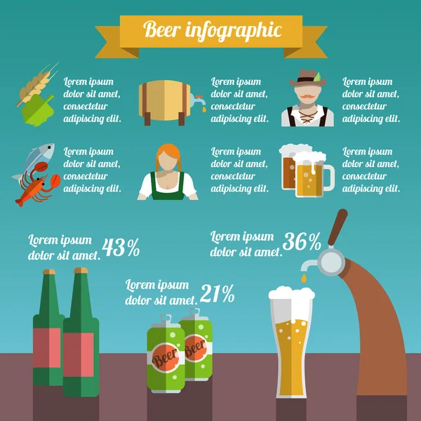 Ensemble d'infographie de bière — Image vectorielle