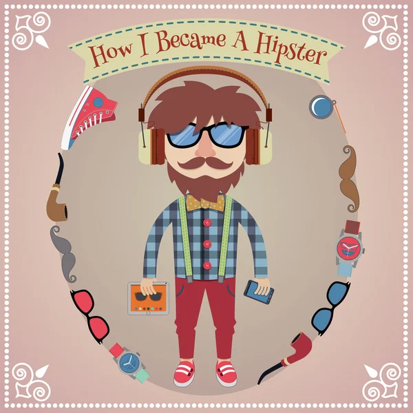 Hipster boy poster — Stock Vector