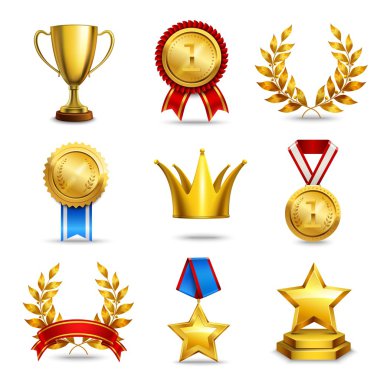 Realistic award icons set clipart