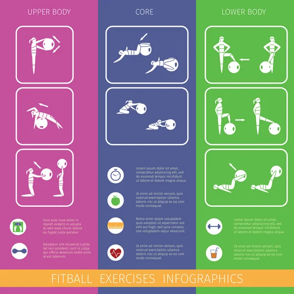 Fitness topu infographics — Stok Vektör