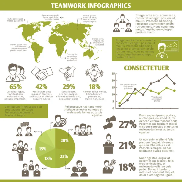 Travail d'équipe infographie d'entreprise — Image vectorielle