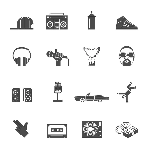 Rap muziek iconen set — Stockvector