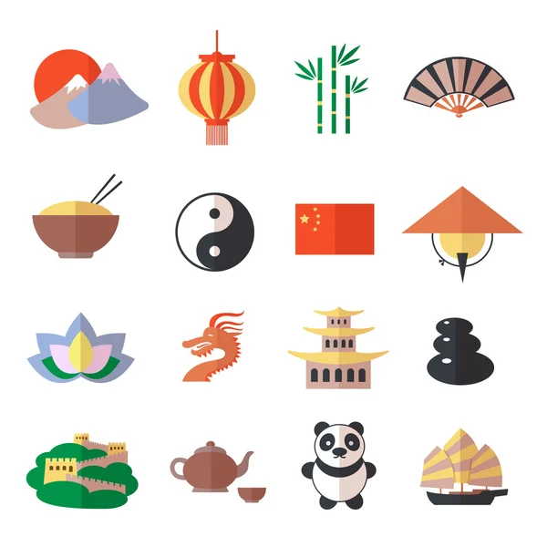 China iconos conjunto — Archivo Imágenes Vectoriales