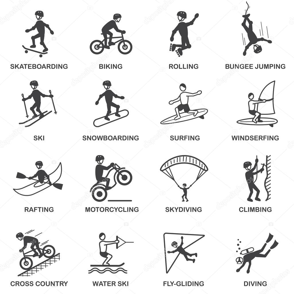 Extreme Sports Icons Set Stock Vector by ©macrovector 53073797