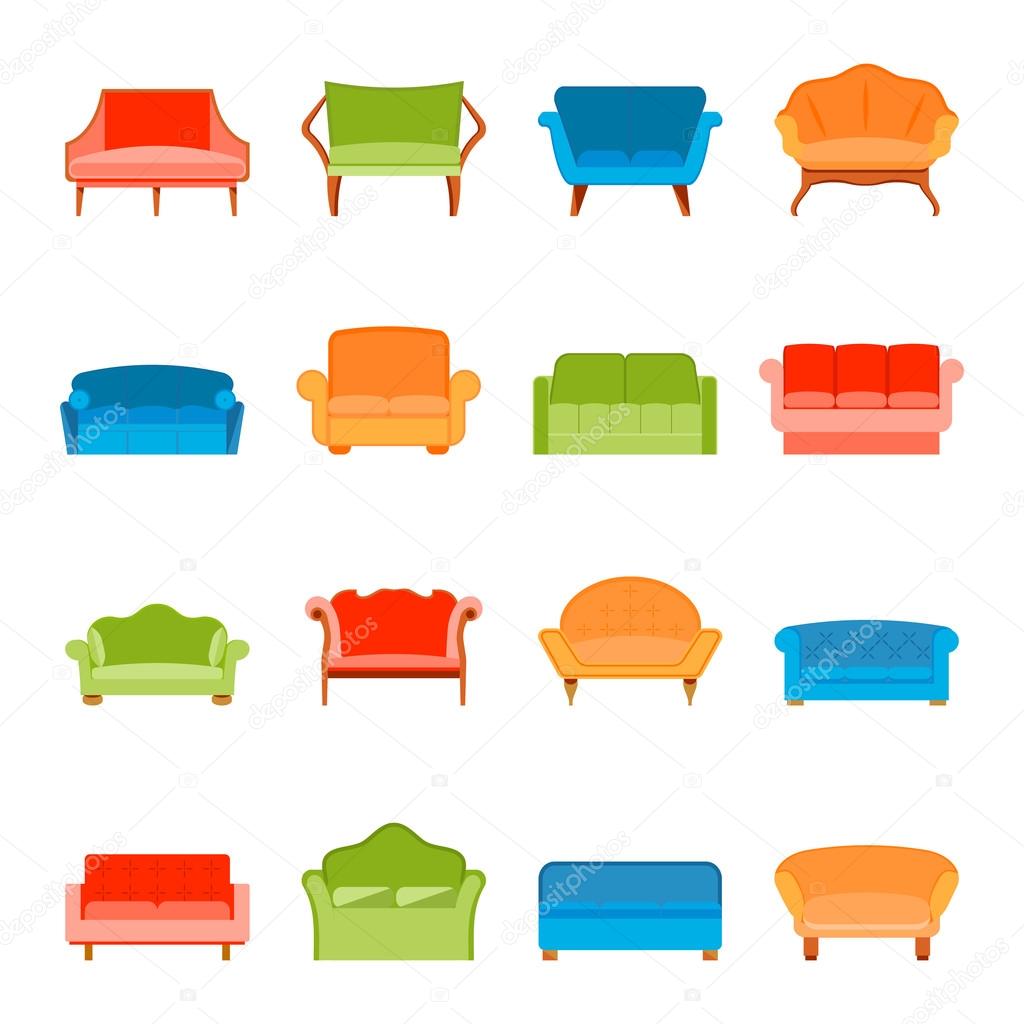 Sofa icon flat