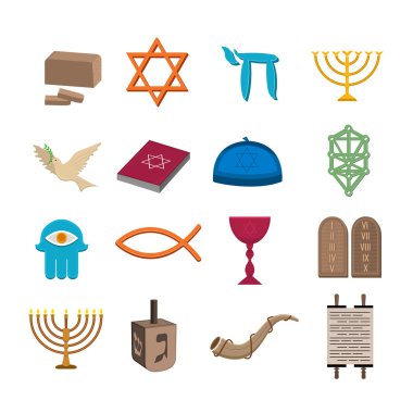 Judaism icons set clipart