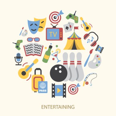 Entertainments icons set clipart
