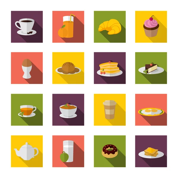 Desayuno Iconos Apartamento — Vector de stock