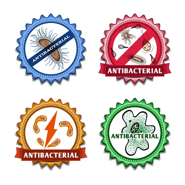 Antibacterial badges set — Stock Vector