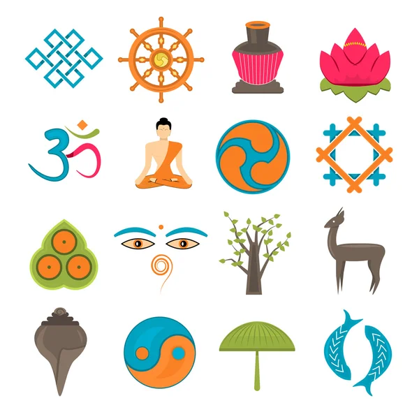 Boeddhisme icons set — Stockvector